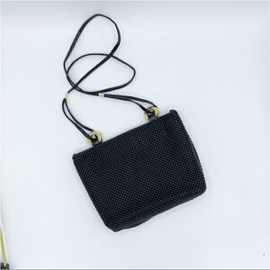 Marlo Vintage Black Pebbled/Beaded Cross Body Evening Bag‎ w/Gold Ring Detail
